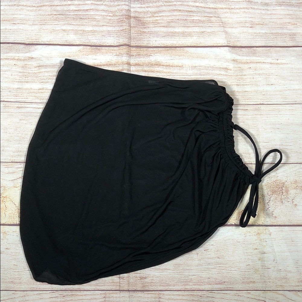 Sheer Black Ruched Women's Swim Sarong Cover-Up